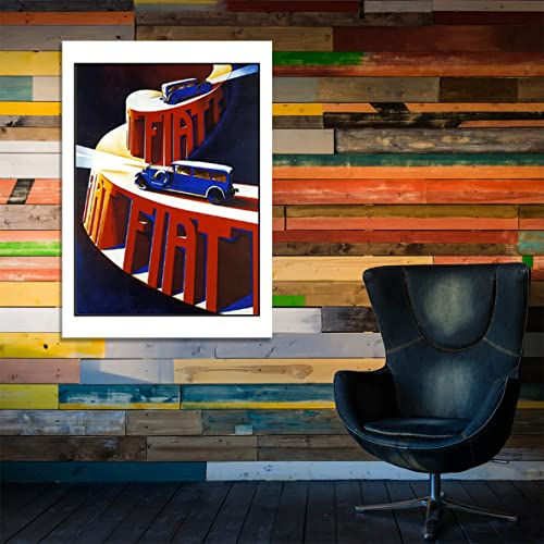 Affiche Fiat encadrée grand format mat pour déco murale rétro