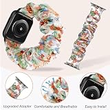 FOSDICK Pasek do zegarka Apple Watch 38 mm, 40 mm, 41 mm, kolorowy kwiatowy nadruk, elastyczny pasek do zegarka, pasek do zegarka z gumkami do włosów dla kobiet, uroczy miękki pasek zastępczy do