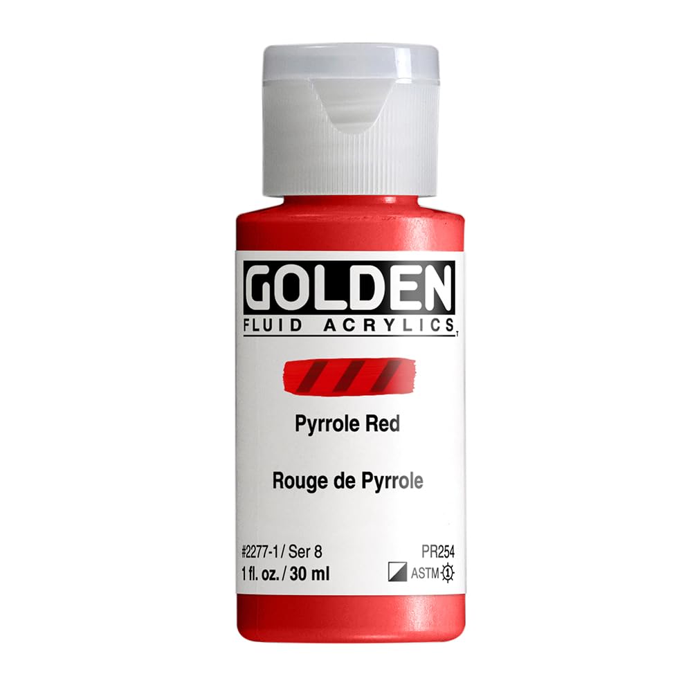 Golden Fluid Acrylics - Pyrrole Red - 1 oz Bottle