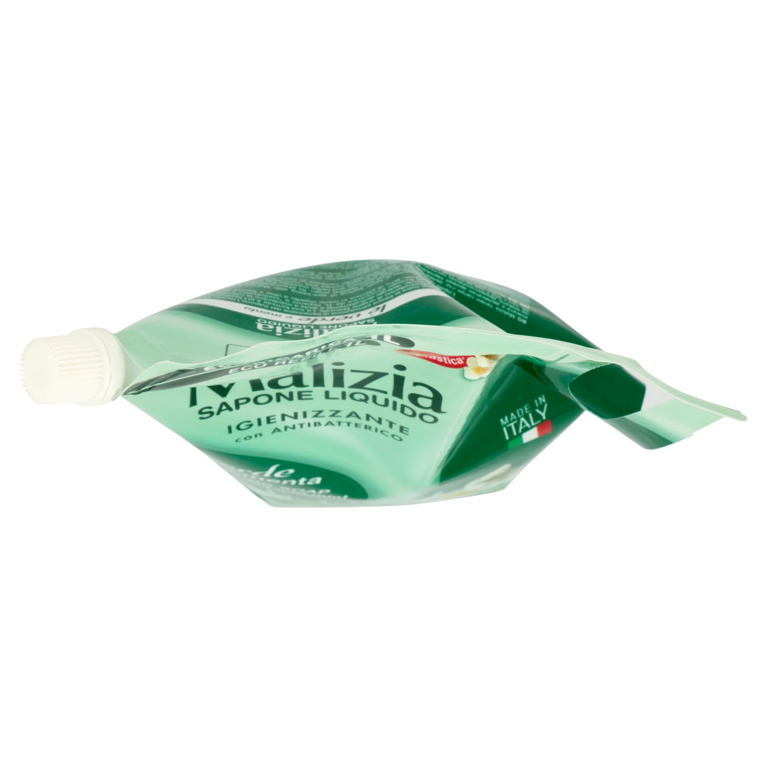 10 saponi Malizia Sapone Liquido – Sapone liquido con tè verde e menta – Ideale per mani e viso – Busta ricarica ecologica 1000 ml + portachiavi Beni Culinari