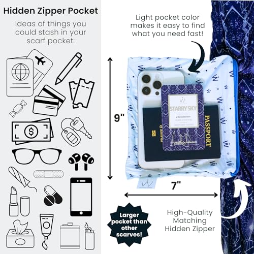 WAYPOINT GOODS Infinity Travel Scarf Hidden Zipper Pocket for Women Airplane - Lightweight Cotton Bamboo - Travel Essentials4