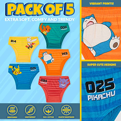Pokemon Underwear for Boys Pack of 5 Soft Briefs Breathable Anime Underpants Pikachu Charizard Gengar Gifts for Boys4