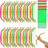 Restroma 20 Pack Kids Bow and Arrow Set Plastic Archery Shooter Toy Mini Play Bow and Arrow for Child Boys Girls Fun Sport Game Birthday Gifts, 4 Random Colors