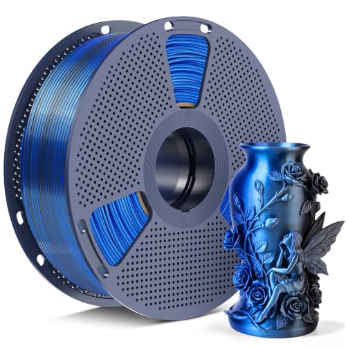 Image of SUNLU Silk Dual Color PLA+ Filament 1.75mm, Black Blue 2-in-1 Coextrusion Filament, Color-Shifting Chrome-Like Shine, Dimensional Accuracy + /- 0.02mm, 1kg Reusable Spool (2.2lbs)