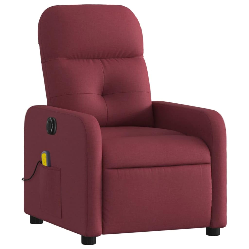 Poltrona Massaggiante Reclinabile Elettrica Rosso Vino Tessuto,Poltrona Relax,Poltrona Massaggiante,Poltrona Camera da Letto/Ufficio-3206789