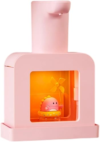 Lindo dispensador automático de jabón espumoso, blanco y rosa, dispensador de desinfectante de manos con sensor de montaje en pared para baño y