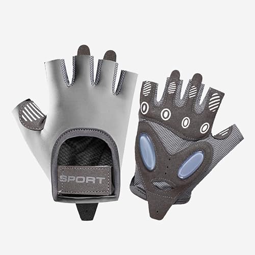 ANJMEICH Fitness Sports Gloves, Machine Training Gloves, Anti-Slip Wear, Outdoor Sports Cycling Gloves (Grey, S)