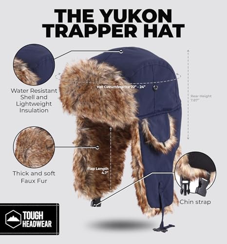 image for Tough Headwear Russian Trapper Hat – Water-Resistant Ushanka for Men