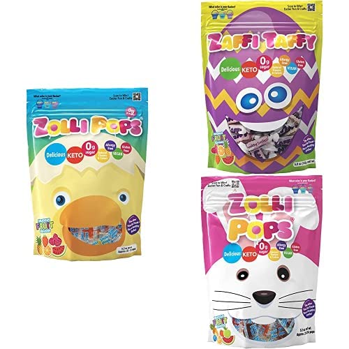 Zollipops Clean Teeth Candy Easter Bundle | 5.2 Oz Assorted Keto Taffy, Lollipops, And Ball Popz #TOP12