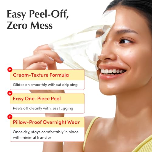 Image of EQQUALBERRY Vitamin Illuminating Night Wrapping Mask | Easy Peel Off Cream Face Mask for Dark Spots | Brightening Overnight Facial Mask for Glowing Glass Skin | Korean Skin Care, 2.53 fl.oz
