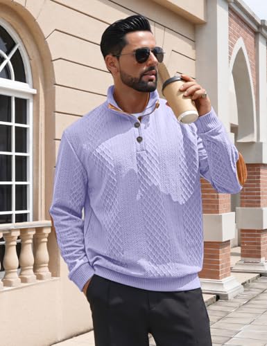 Image of Men's Casual Sweatshirt Pullover Sweater Casual Long Sleeve Stand Collar Quarter Button Sweaters