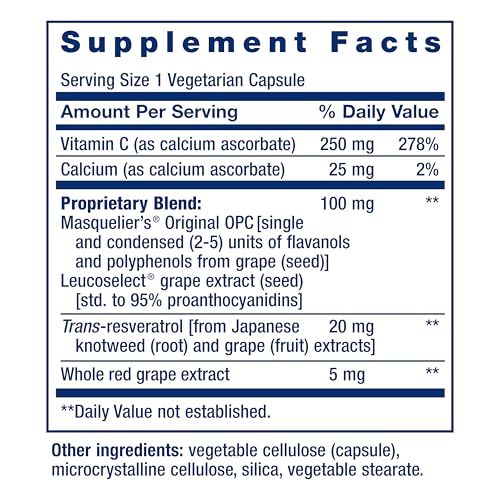 Life Extension Grapeseed Extract, Vitamin C and Resveratrol, 60 Capsules - image 3