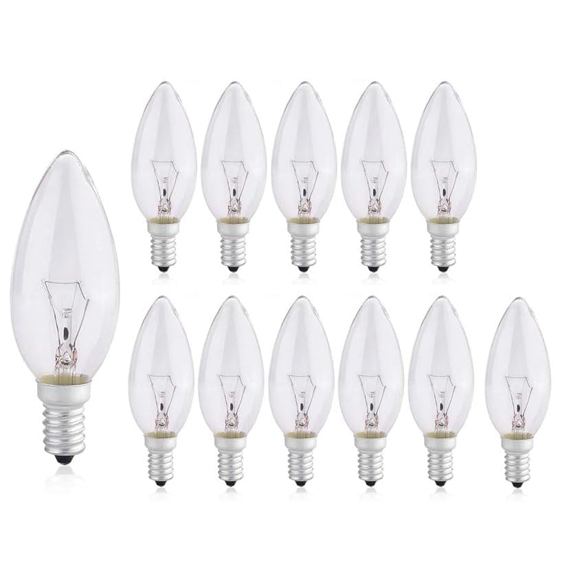 Flosfjylo 12 Pcs Small Screw Candle Bulbs 40W, Clear Edison Screw in Bulb SES /E14, 240V