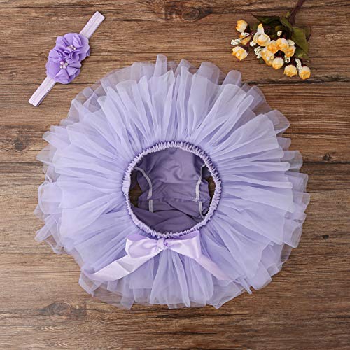 Conjunto de tiara para bebês meninas com saia tutu e babados de tule para fraldas de 6 a 24 meses, R