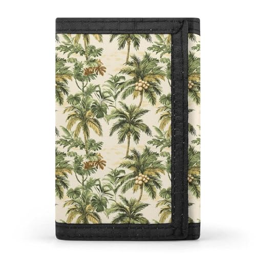 Tropical Coconut Tree Print Wallet for Men, 8 Credit Card Holder Slim Minimalist Front Pocket Small Mens Bifold Wallets