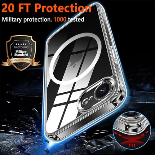 Image of Magnetic for iPhone 17e /16e Clear Case with Privacy Screen Protector & Full Camera Cover,[Non-Yellowing] Shockproof Clear Phone Case with MagSafe Women Girls for iPhone 16 e /17e