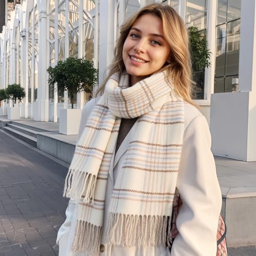 Clothirily Winter Scarf for Women - Womens Warm Pashmina Shawls and Wraps for Evening Dress Super Soft Winter Fashion Tassel Plaid Scarves Ladies Gifts2