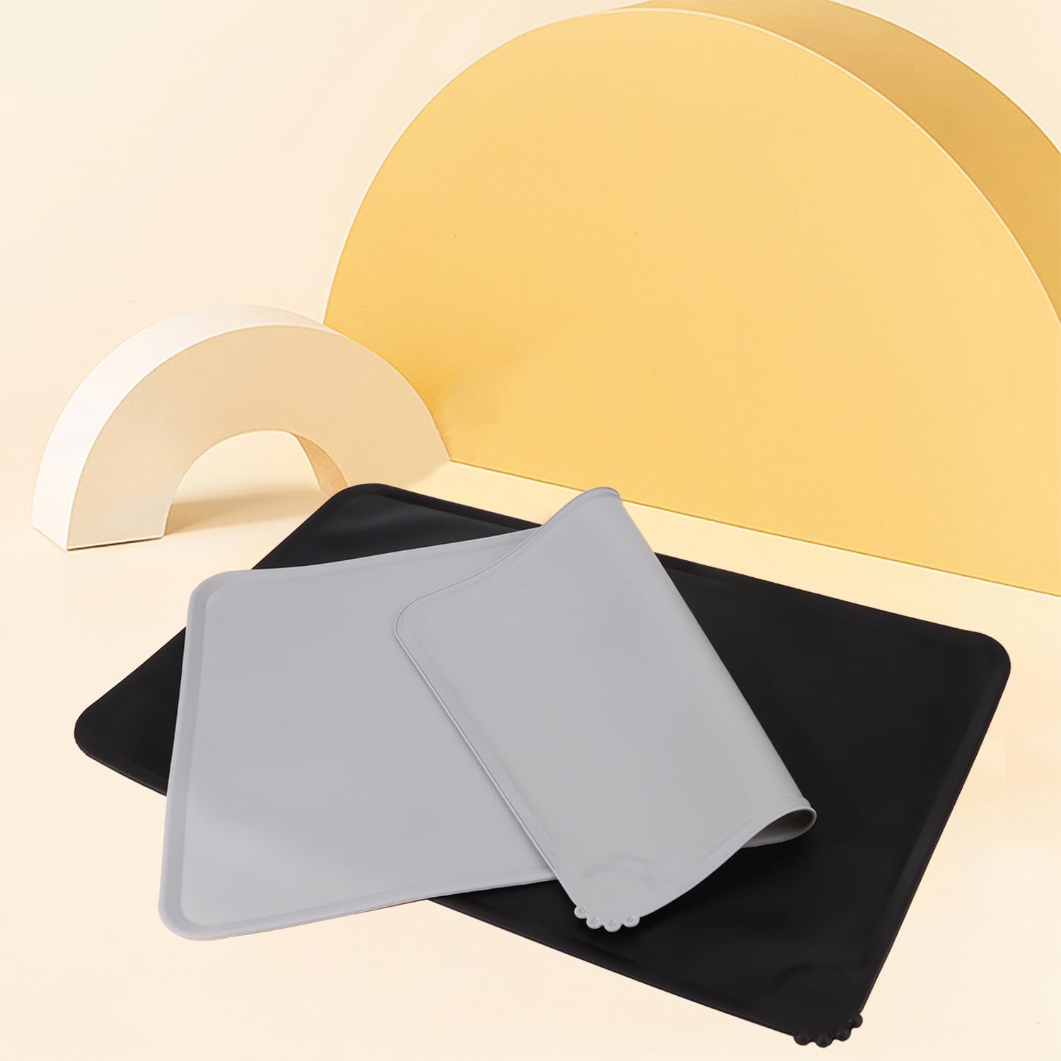 Tappetini Sottociotola Per Cani E Gatti - 2 Pezzi In Silicone 48x30cm, Impermeabili E Antiscivolo - Foto 5