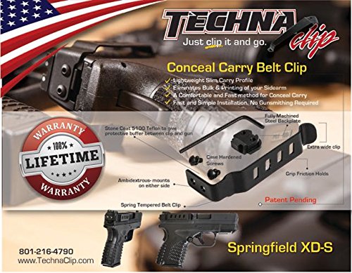 Techna Clip – Springfield Armory Xd-S/Xd-S Mod 2 .9Mm .40 .45 - Conceal Carry Belt Clip (Ambidextrous) #TOP1