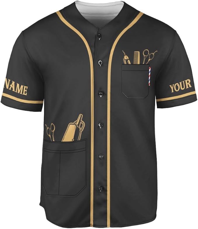 MonkeyVan Personalized Barbershop Baseball Jersey, Barber Shirt, Hairdresser Barber Shirt, Hairstylist Jersey Gift for Barber 2 Multicolor