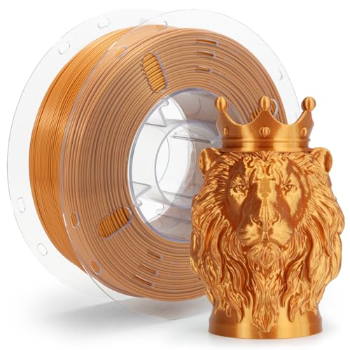 Image of VOXELAB Silk+ PLA Filament 1.75mm, Shiny Chrome-Like Finish with Enhanced Layer Adhesion, 1kg (2.2lbs) for Most FDM 3D Printers, Smooth & Flawless Printing(Gold)