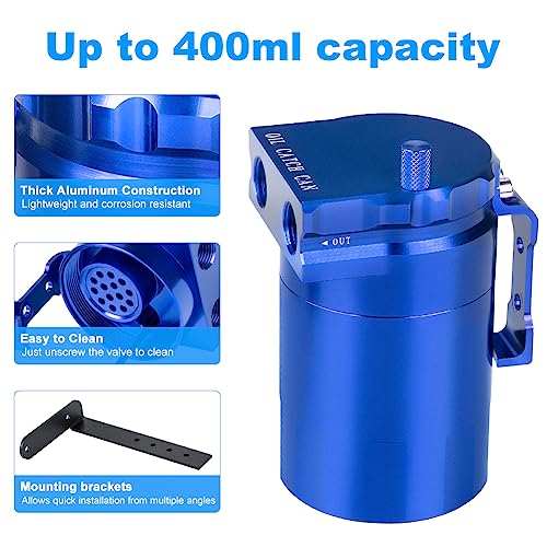 Image of JDMON Oil Catch Can, Passenger Side Oil Separator Compatible with Ford F150 2.7EB 3.5EB 5.0L Passenger Side 2011-2021, Expedition 3.5L EcoBoost 2018-2021, Raptor 3.5L Ecoboost 2017-2021, 350ml Blue