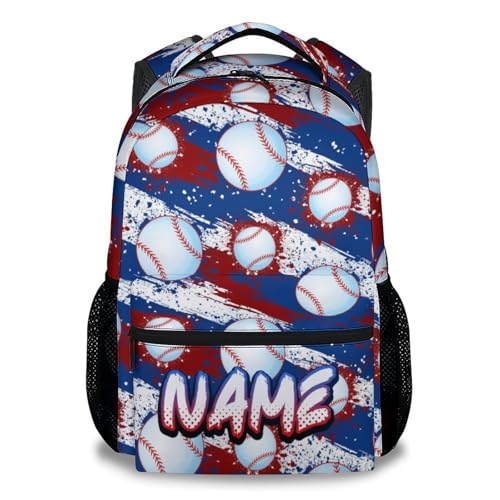 Kids Backpack, Custom Cool Bookbag for Elementary Middle, 17 Inch Baseball School Bag