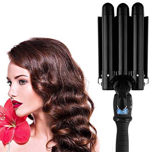 3 Barrel Hair Curling Iron 1 Inch Professional Curling Wand with LCD Temperature Display Waver Iron Hair Crimper Tourmaline Curling Iron Hair Waver