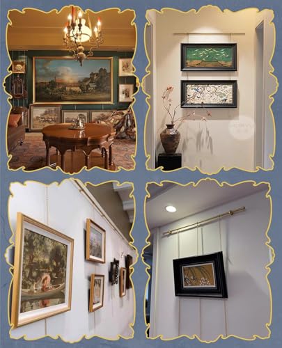 Sistema di binari per Appendere Quadri, Kit in Ottone per cornici artistiche, Asta Appendiabiti da Parete Facile da installare, Ideale per mostre in Studio a casa.