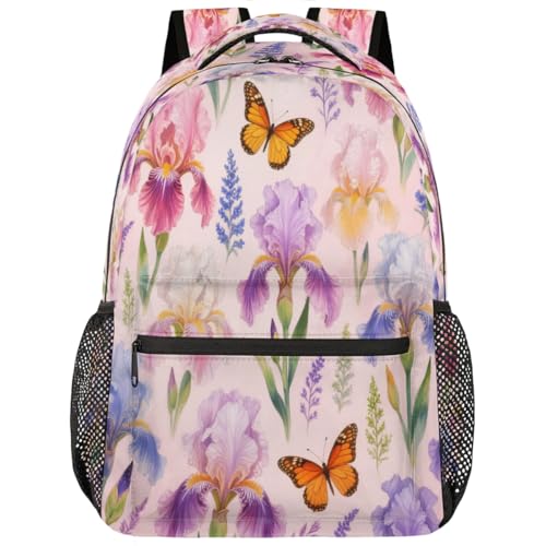 Mochila ligera para libros escolares con diseño de mariposas