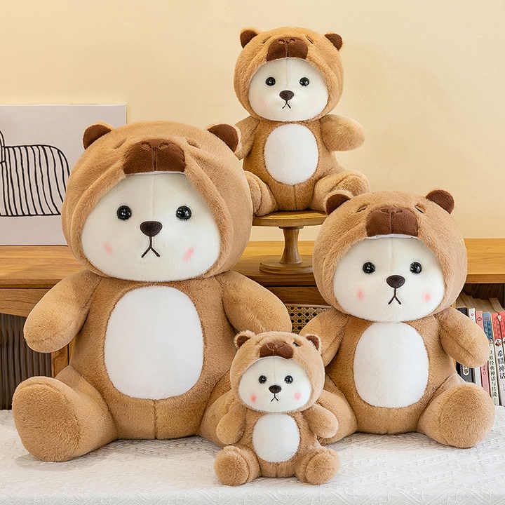 Image of Capybara Teddy Bear Huggable Capy bara Soft Toy with Removable hat Hoodie Plush Toys for Kids & Babies Cuddly Animal Stuffed Huggable Gifts for Toddlers Boys & Girls 35CM