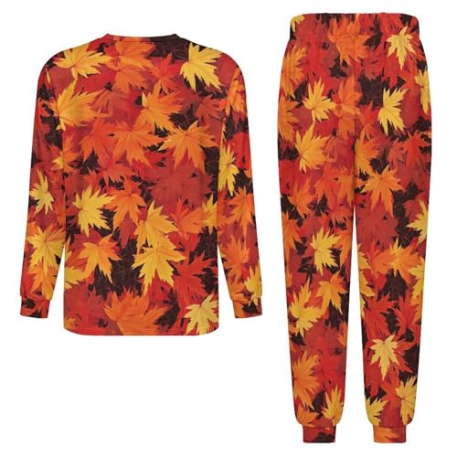 Autumn Maple Leaves Men’s Pajama Set Long Sleeve Top And Pants Loungewear Sleepwear Pjs Nightwear4