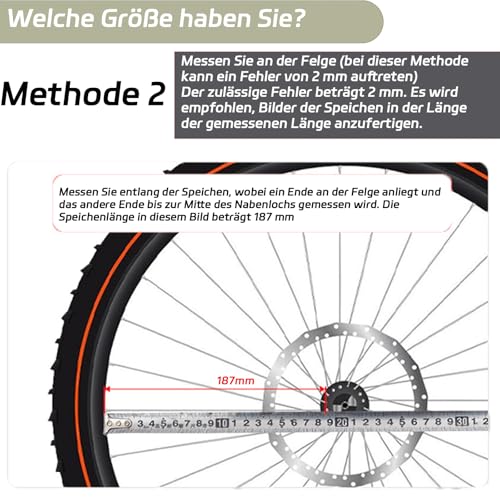 40 Stück Fahrrad Speichen mit Fahrradspeichen Nippel, Durchmesser 2mm Mountainbike-Stahl, Edelstahl Speichen 14G/K, für MTB-Radspeichen, Citybikes, Downhill und E-Bike - Silber 280mm