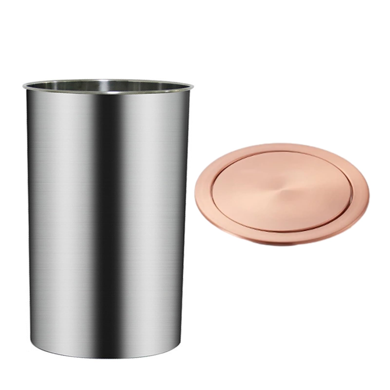 DFGHNBVC Built-In Countertop Flap Cover, Hidden Stainless Steel Garbage Can With Swing Lid, Desktop Embedded Trash Can Flap Lid For Worktop Office Kitchen,Copper-One Size,Rose Gold-One Size