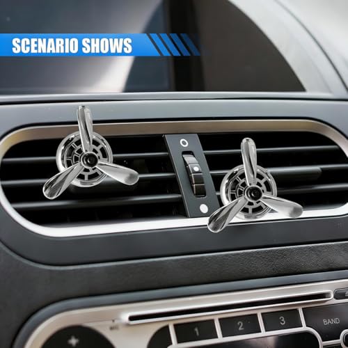 Image of Car Air Outlet Clip, Creative Air Force Propeller Shape Auto Ornament AirConditioner Vent Clip, Automotive Interior Accessories for Women Men (2, Silver)