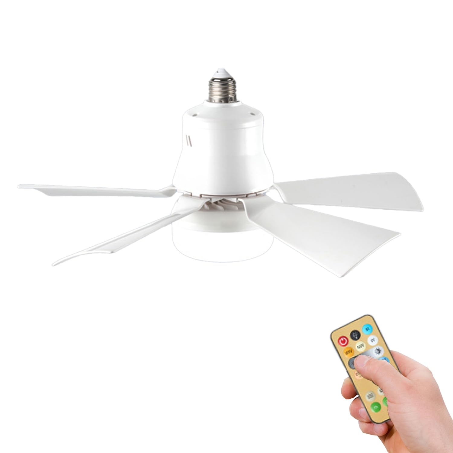 Ceiling Fan with Light - 40cm Remote Control Ceiling Fan with 3 Wind Speeds & 3 Color Temperatures, E27 Socket Ceiling Fan Light for Living Room, Bedroom, Office, Garage,Children's Room (White)