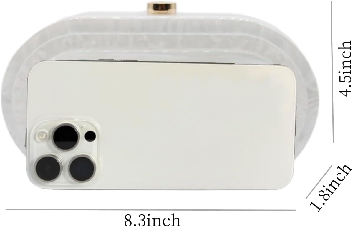 Acrylic Evening Clutch Bag for Women Shell Shape Shoulder Crossbody Bag Glitter Marble Purse Handbag - Image 2