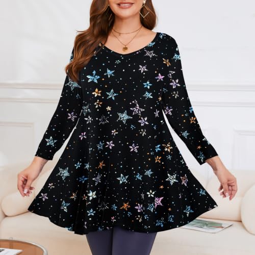 Image of LARACE Plus Size Tops for Women 3 /4 Sleeve Shirts V Neck Tunic Tops Blouses