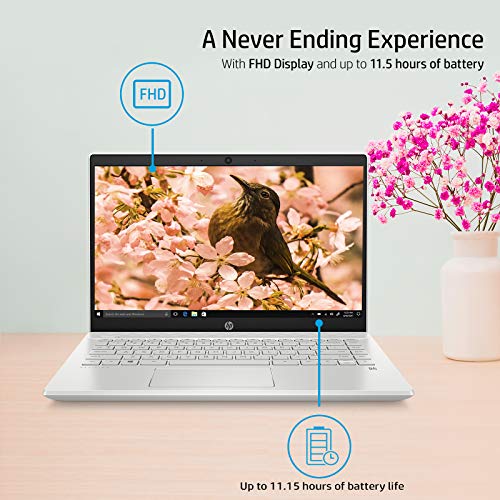 Image of HP Pavilion 10th Gen Intel Core i5 14 inches FHD Laptop(8GB /256GB SSD + 1TB HDD /Windows 10 /MS Office /Natural Silver /1.59 Kg), 14-ce3065tu