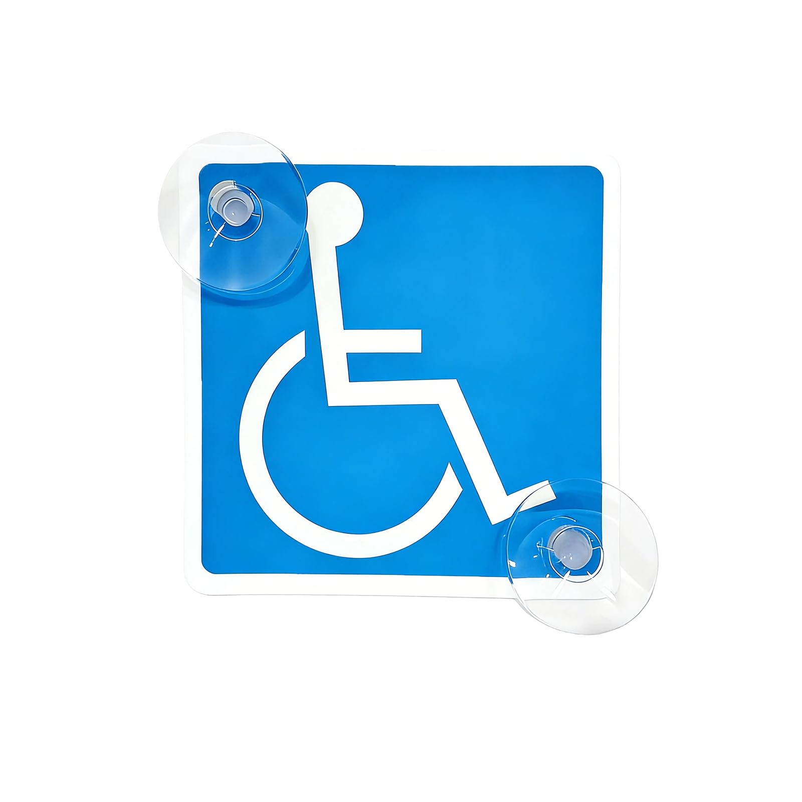 Saugnapf Rollstuhlfahrer Schild Auto - Behinderten Aufkleber Auto 12x12cm, Rollstuhl Aufkleber Auto, Behindertenschild Autoschild für Windschutzscheibe, Barrierefrei Aufkleber für Behinderte (2 Stück) - 1
