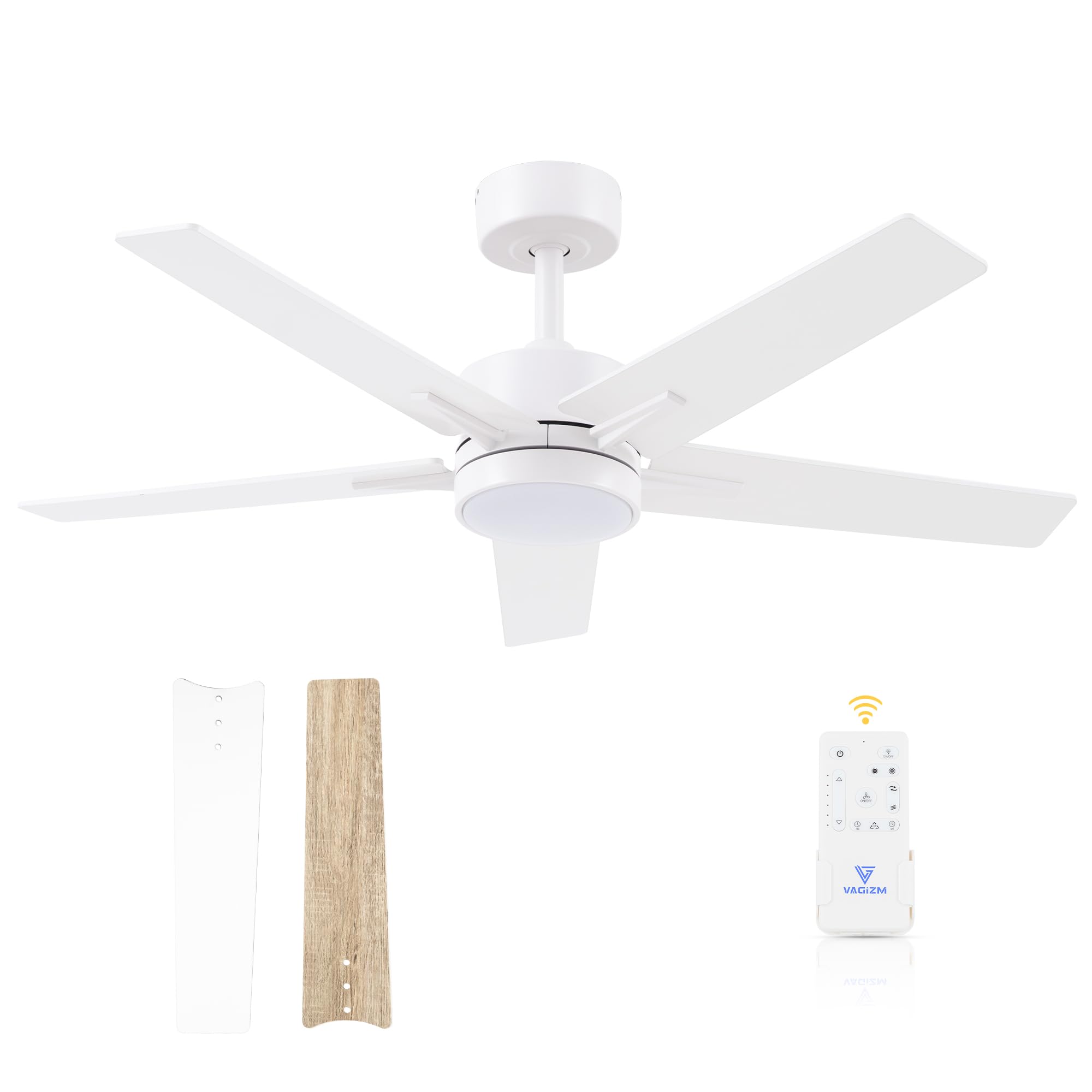 Photo 1 of ***DAMAGED - SEE NOTES/PICTURES*** Vagizm Ceiling Fan 42'' with Light: Matte White Fans with Remote Control - Quiet Reversible DC Motor - Light Memory Function & 3CCT Dimmable for Dining Room Bedroom