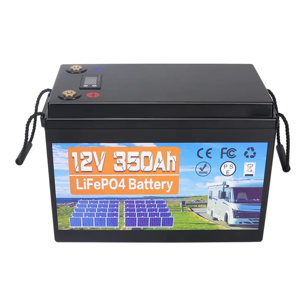 12V 350Ah LiFePO4 Batterie, Eingebauter 100A BMS, 18000 Tiefzyklen, Leichte Lithium-Eisenphosphat-Batterie für Hausenergie, Wohnmobil, Trolling-Motor, Marine, Solar, Off-Grid