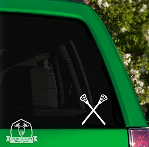 Lacrosse Sticks Vinyl Decal For Car Truck Glass Window Laptop Electronics - 6" White #TOP1
