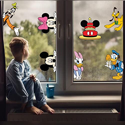 Cartoon Window Clings Decals,Party Removable Stickers For Glass Windows,Birthday Party Supplies Holiday Home Decorations (Mickey(7Sheets)) #TOP5