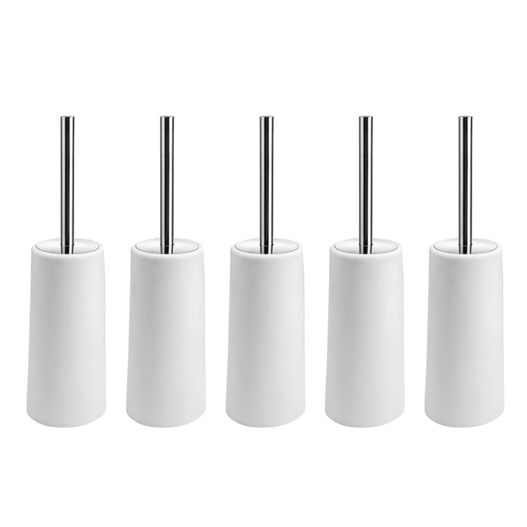 Hndhbfgrt Toilet Brush and Holder, 5 Pack Toilet Brush with 304 Stainless Steel Long Handle, Toilet Bowl Brush White