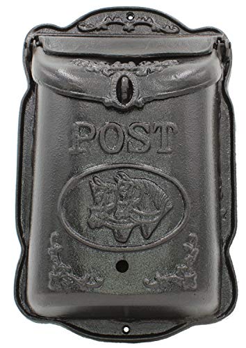 Lockable Wall Mounted Mailbox Cast Iron Vintage Residential Mail Box Classic Design Heavy Duty Weatherproof Letter Box