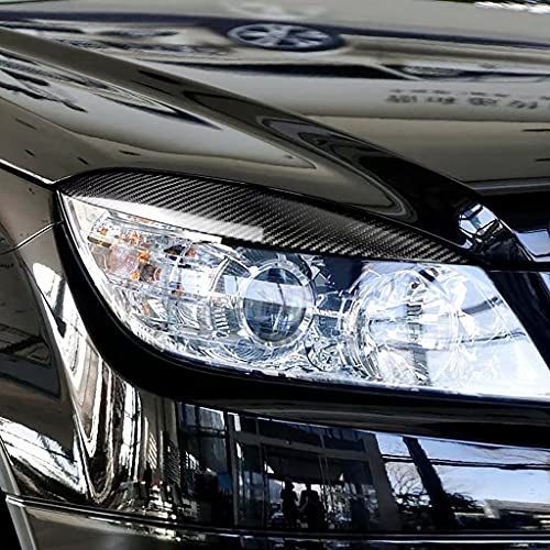 Dire Car Headlight Eyebrow Cover Trim For Mercedes Benz W204 C180 C200 C260C300C350 2008-2011 Carbon Fiber, Carbon Black