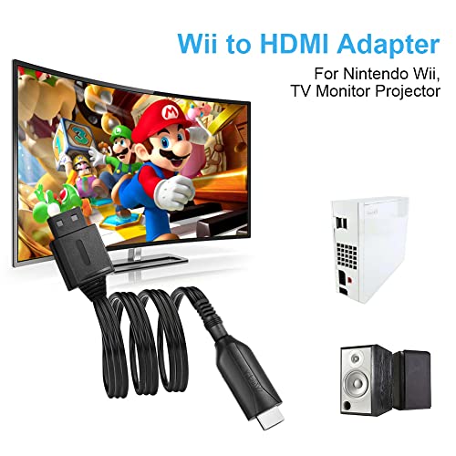 Image of AXFEE Wii to HDMI Converter, All-in-One Wii to HDMI Video Audio Converter | With Wii Input & HDMI Output Connector and USB Cable, Full HD 720 /1080P Converter Compatible with all Wii Display Modes
