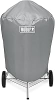 Weber 22-Inch Charcoal Kettle Grill Cover: Heavy-Duty UV & Water-Resistant Polyester, Breathable with Secure Straps