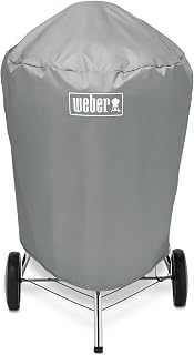 Weber 22-Inch Charcoal Kettle Grill Cover: Heavy-Duty UV & Water-Resistant Polyester, Breathable with Secure Straps